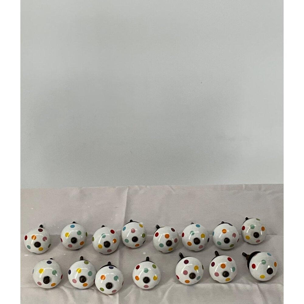 Set‎ Of 16 Multicolor Polka Dot Ceramic Drawer Knobs